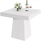 Tavolo da pranzo quadrato Lantine per 4 persone, tavolino da cucina piccolo da 80 cm con robusta base a piedistallo, tavolo da pranzo in stile rustico per sala da pranzo, cucina, bianco