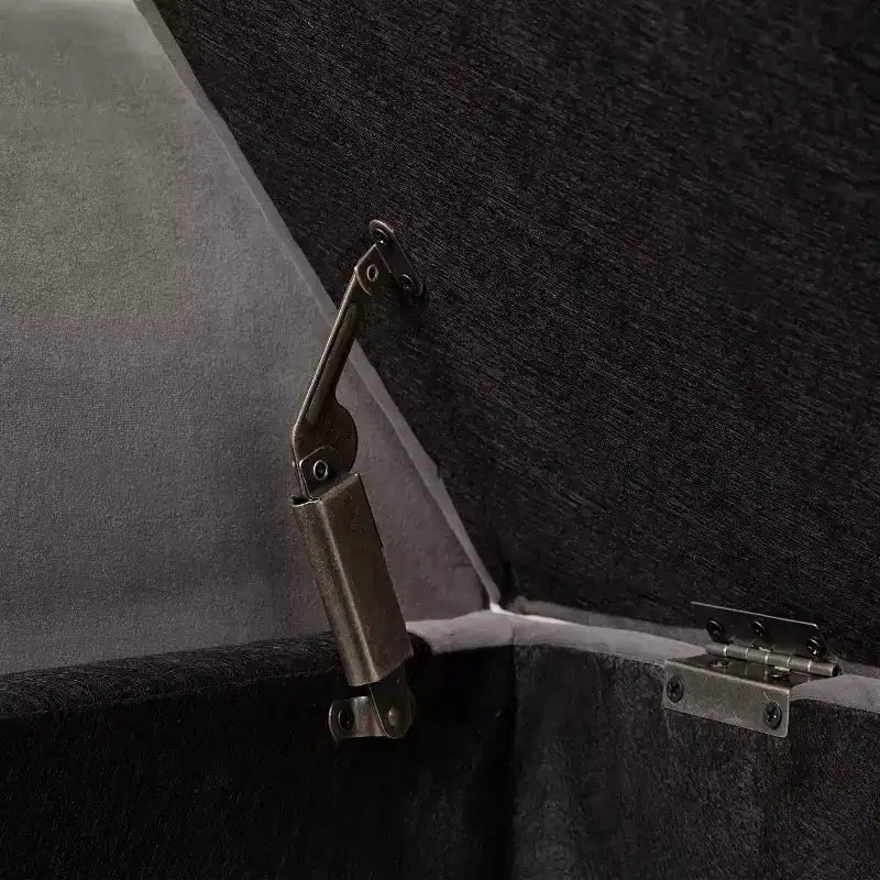 Okak 51.5 Panca Contenitore in Velluto con Braccioli e Gambe in Legno, Panca da Fondo Letto con Sedile Imbottito, Pouf Contenitore per la Casa
