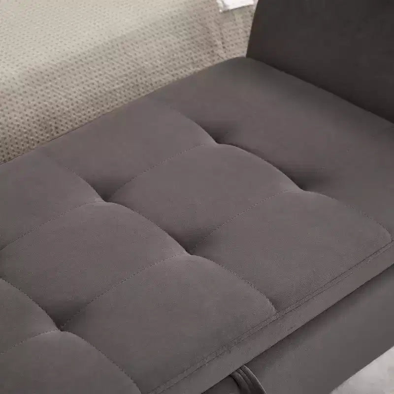 Okak 51.5 Panca Contenitore in Velluto con Braccioli e Gambe in Legno, Panca da Fondo Letto con Sedile Imbottito, Pouf Contenitore per la Casa