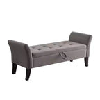 Okak 51.5 Panca Contenitore in Velluto con Braccioli e Gambe in Legno, Panca da Fondo Letto con Sedile Imbottito, Pouf Contenitore per la Casa