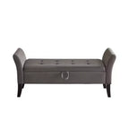 Okak 51.5 Panca Contenitore in Velluto con Braccioli e Gambe in Legno, Panca da Fondo Letto con Sedile Imbottito, Pouf Contenitore per la Casa