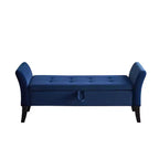 Okak 51.5 Panca Contenitore in Velluto con Braccioli e Gambe in Legno, Panca da Fondo Letto con Sedile Imbottito, Pouf Contenitore per la Casa