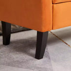 Okak 51.5 Panca Contenitore in Velluto con Braccioli e Gambe in Legno, Panca da Fondo Letto con Sedile Imbottito, Pouf Contenitore per la Casa