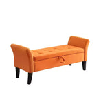 Okak 51.5 Panca Contenitore in Velluto con Braccioli e Gambe in Legno, Panca da Fondo Letto con Sedile Imbottito, Pouf Contenitore per la Casa
