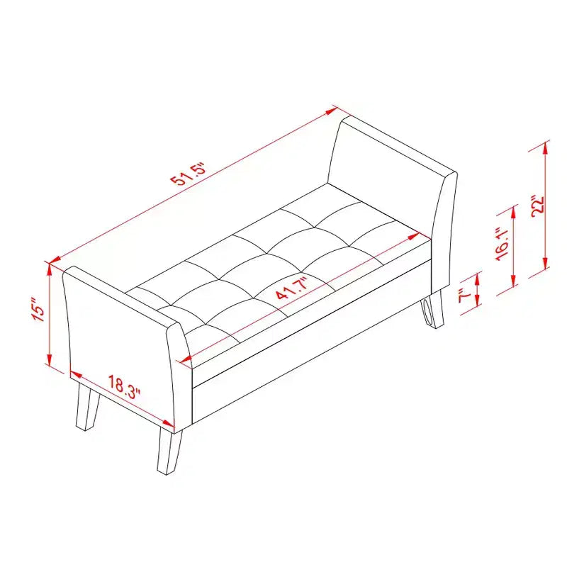 Okak 51.5 Panca Contenitore in Velluto con Braccioli e Gambe in Legno, Panca da Fondo Letto con Sedile Imbottito, Pouf Contenitore per la Casa