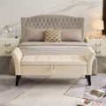 Okak 51.5 Velvet Storage Bench with Arms and Wooden Legs, End of Bed Bench with Padding Seat, Storage Ottoman for Home