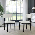 TUYOHW Modern Small Boucle Dining Chairs Set of 2,Upholstered Dining Room Chairs with Curved Backrest & Rubberwood Frame