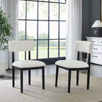TUYOHW Modern Small Boucle Dining Chairs Set of 2,Upholstered Dining Room Chairs with Curved Backrest & Rubberwood Frame