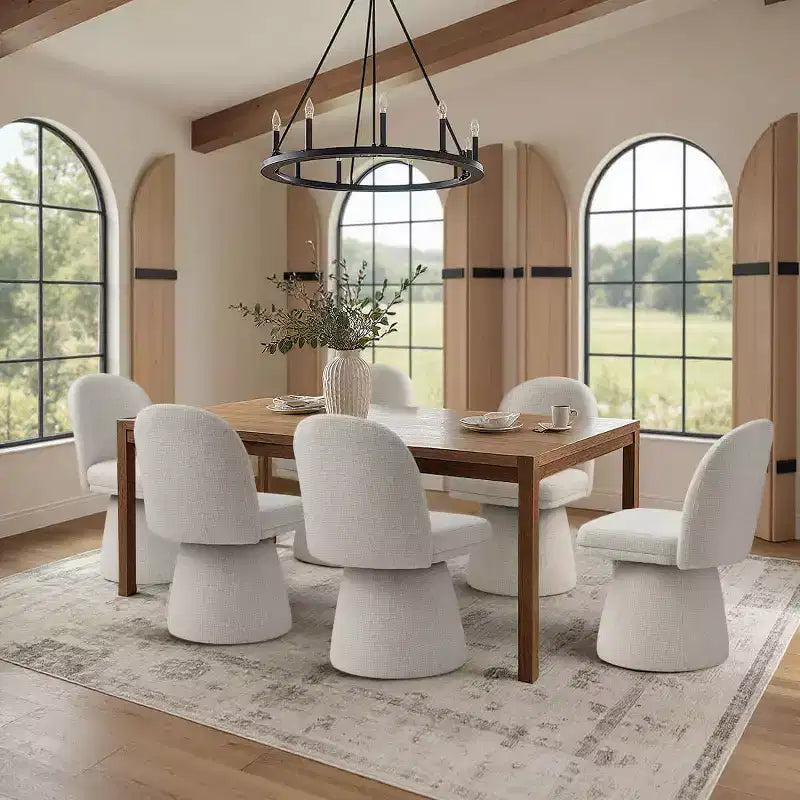 Lot de 6 chaises de salle à manger modernes sans accoudoirs, pivotantes à 360°, avec piétement tulipe, élégantes chaises d'appoint pour cuisine, salle à manger ou bureau - Panipeachy