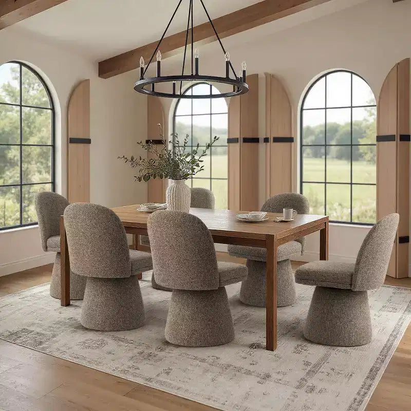 Lot de 6 chaises de salle à manger modernes sans accoudoirs, pivotantes à 360°, avec piétement tulipe, élégantes chaises d'appoint pour cuisine, salle à manger ou bureau - Panipeachy