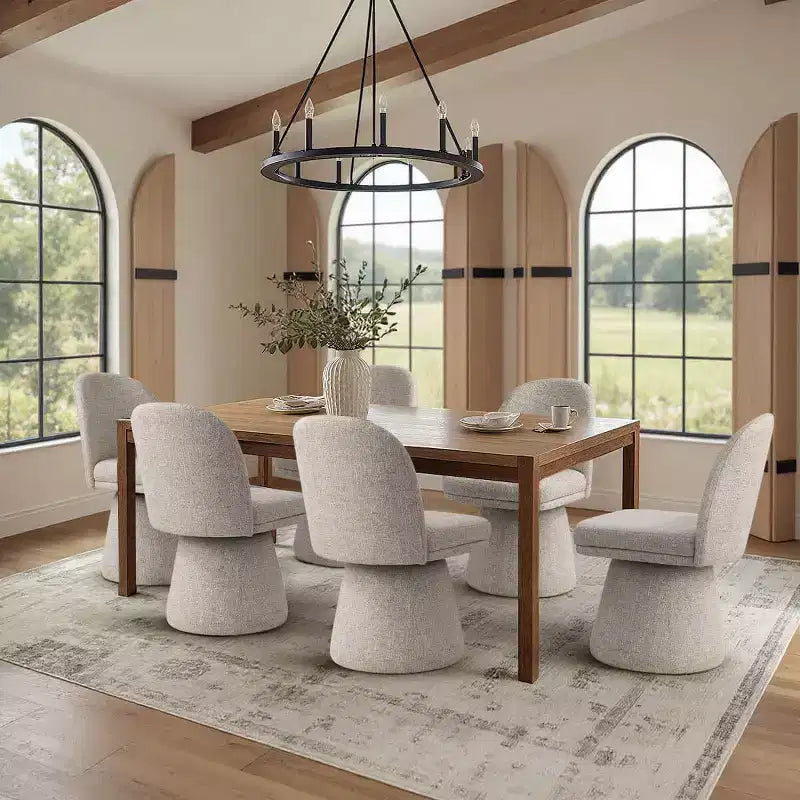 Lot de 6 chaises de salle à manger modernes sans accoudoirs, pivotantes à 360°, avec piétement tulipe, élégantes chaises d'appoint pour cuisine, salle à manger ou bureau - Panipeachy