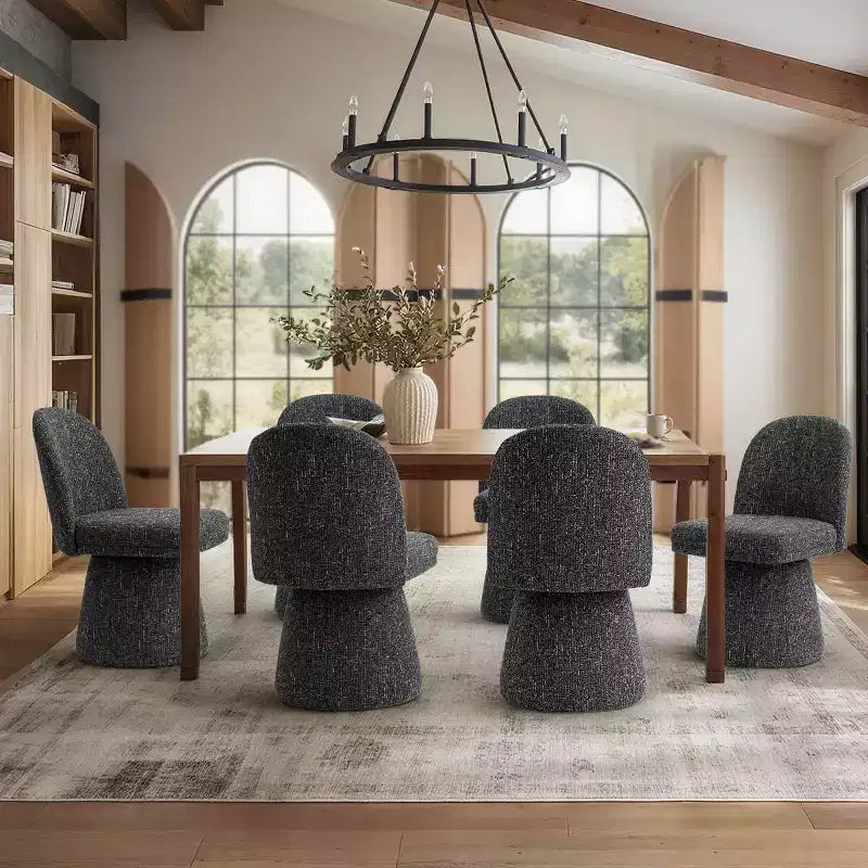 Lot de 6 chaises de salle à manger modernes sans accoudoirs, pivotantes à 360°, avec piétement tulipe, élégantes chaises d'appoint pour cuisine, salle à manger ou bureau - Panipeachy