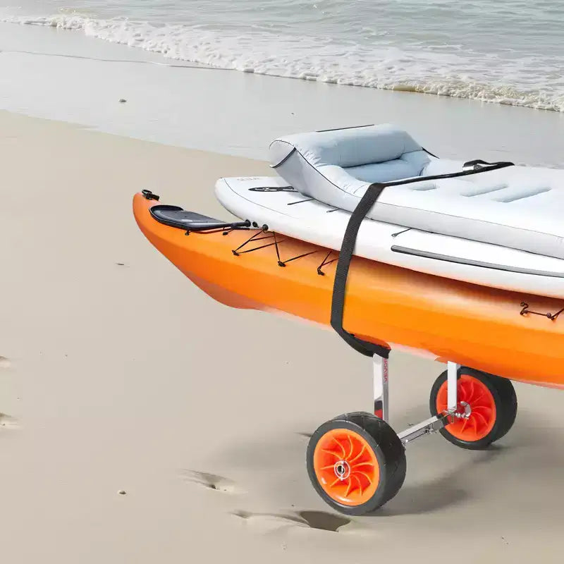 Carrello per kayak VEVOR, capacità di carico 113 kg, carrello per canoa con ruote in gomma piena da 7,5 pollici e cavalletto, multicolore