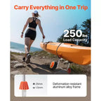 Carrello per kayak VEVOR, capacità di carico 113 kg, carrello per canoa con ruote in gomma piena da 7,5 pollici e cavalletto, multicolore