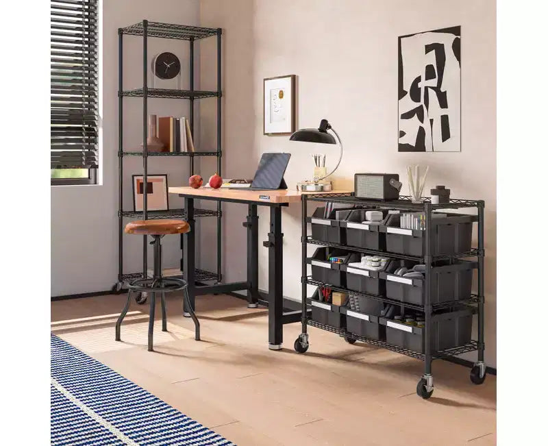 Scaffalatura con 9 contenitori a 4 ripiani Seville Classics, 36 L x 14 P x 31 H