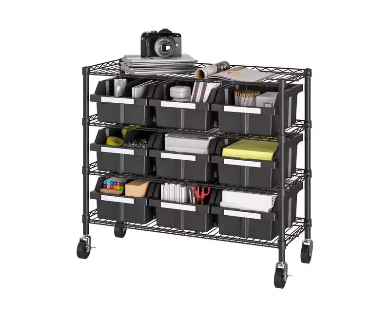 Scaffalatura con 9 contenitori a 4 ripiani Seville Classics, 36 L x 14 P x 31 H