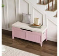 Solid Wood + Wood Panel Storage Ottoman with Solid Wood Legs,