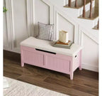 Solid Wood + Wood Panel Storage Ottoman with Solid Wood Legs,