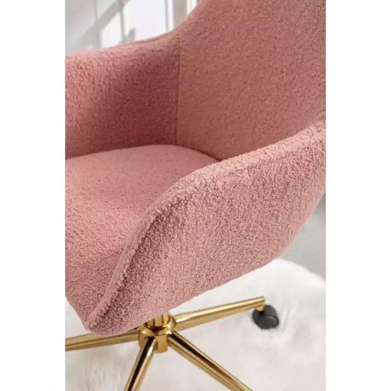 TUYOHW Fauteuil de bureau pivotant chic en tissu Teddy avec roulettes, chaise réglable en hauteur, chaise d'ordinateur chic pour bureau à domicile, meubles de maison et de bureau