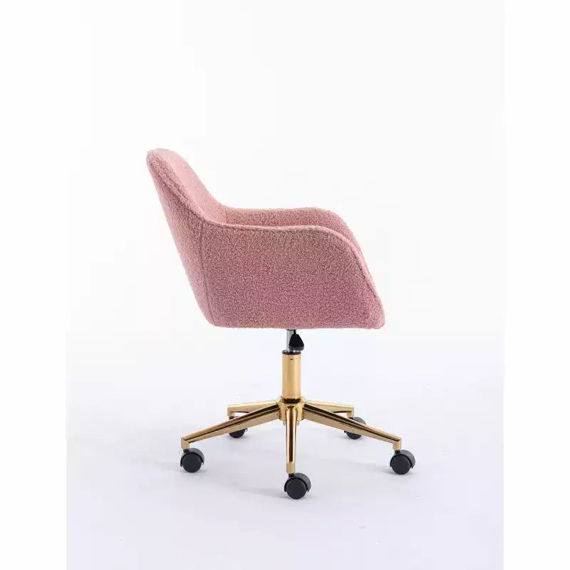 TUYOHW Fauteuil de bureau pivotant chic en tissu Teddy avec roulettes, chaise réglable en hauteur, chaise d'ordinateur chic pour bureau à domicile, meubles de maison et de bureau