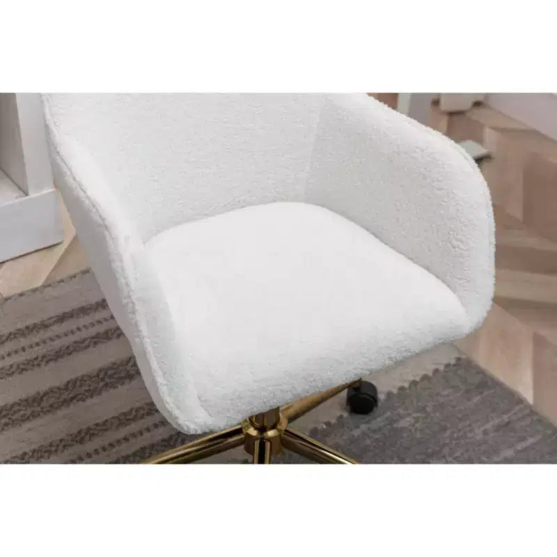 TUYOHW Fauteuil de bureau pivotant chic en tissu Teddy avec roulettes, chaise réglable en hauteur, chaise d'ordinateur chic pour bureau à domicile, meubles de maison et de bureau