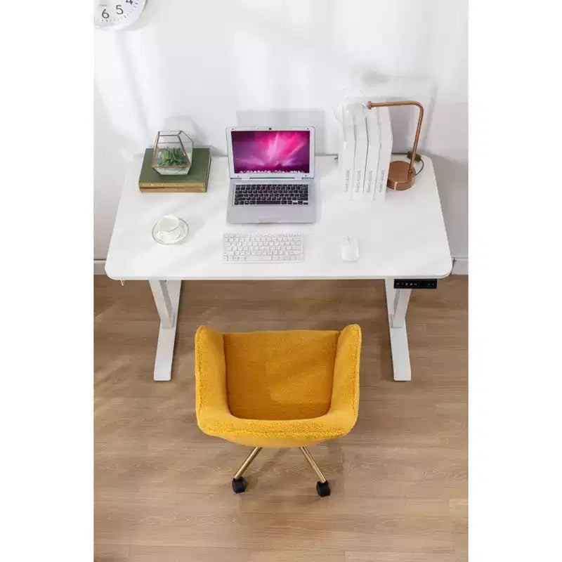 TUYOHW Fauteuil de bureau pivotant chic en tissu Teddy avec roulettes, chaise réglable en hauteur, chaise d'ordinateur chic pour bureau à domicile, meubles de maison et de bureau