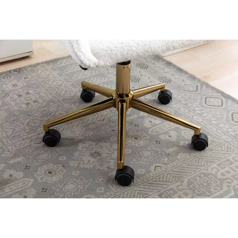 TUYOHW Fauteuil de bureau pivotant chic en tissu Teddy avec roulettes, chaise réglable en hauteur, chaise d'ordinateur chic pour bureau à domicile, meubles de maison et de bureau