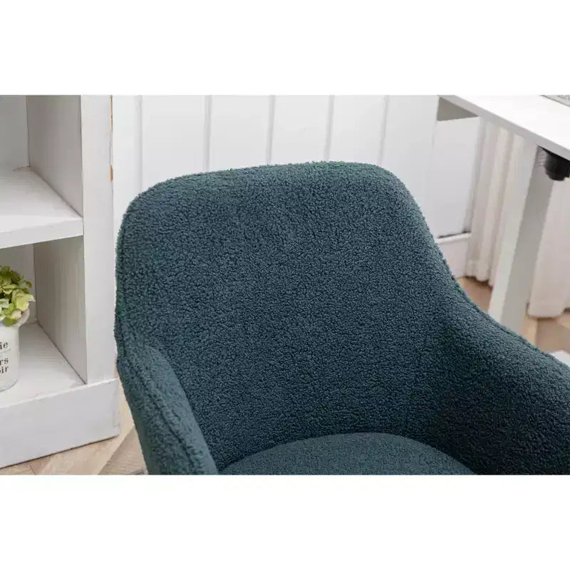 TUYOHW Fauteuil de bureau pivotant chic en tissu Teddy avec roulettes, chaise réglable en hauteur, chaise d'ordinateur chic pour bureau à domicile, meubles de maison et de bureau