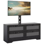 Mobile TV in Rattan con Supporto, Cassettiera a 4 cassetti, Centro di Intrattenimento per TV fino a 70 Pollici, Mobile Porta TV Rustico in Legno per Soggiorno e Camera da Letto