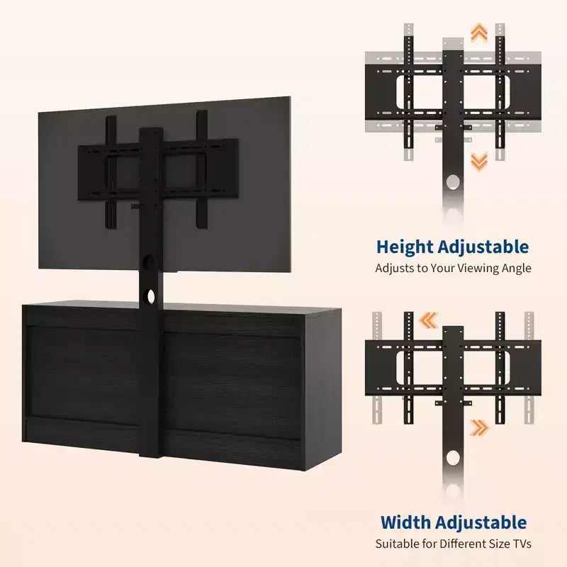 Mobile TV in Rattan con Supporto, Cassettiera a 4 cassetti, Centro di Intrattenimento per TV fino a 70 Pollici, Mobile Porta TV Rustico in Legno per Soggiorno e Camera da Letto