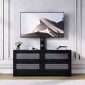 Rattan TV Stand with Mount  4-Drawer Dresser Entertainment Center for TVs up to 70 Inch, Farmhouse Wooden Media Console for Living Room & Bedroom