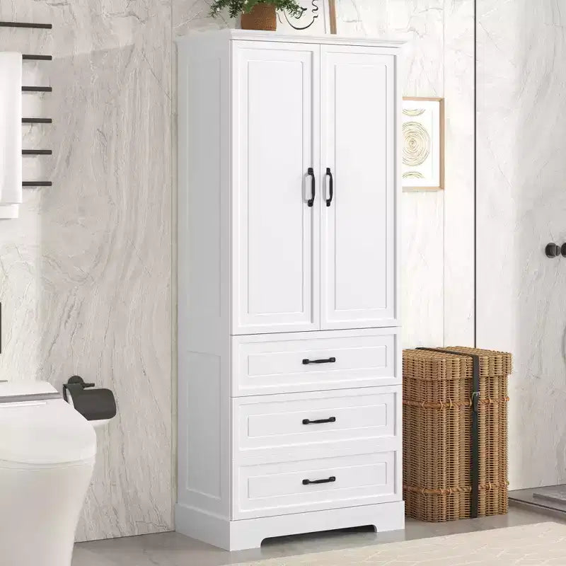 Mobiletto da bagno, armadietto da terra con ripiano regolabile, 2 cassetti e 2 ante per bagno, ufficio, cucina, soggiorno, camera da letto