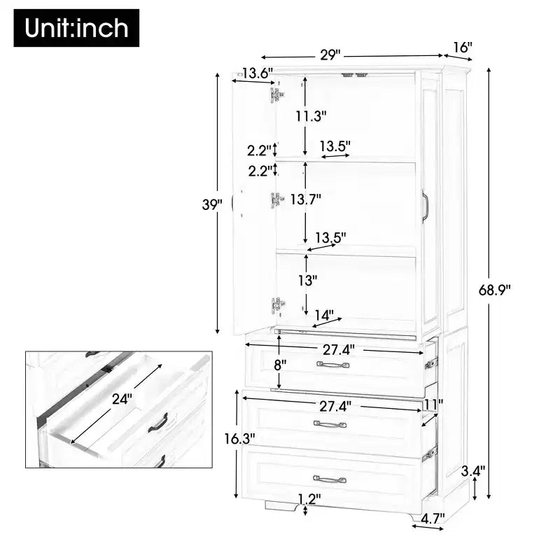 Mobiletto da bagno, armadietto da terra con ripiano regolabile, 2 cassetti e 2 ante per bagno, ufficio, cucina, soggiorno, camera da letto