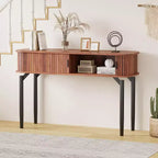 COZONY Console cannelée avec rangement, Table de canapé en bois avec porte coulissante pour salon, couloir