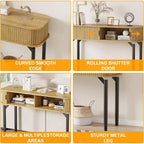 COZONY Console cannelée avec rangement, Table de canapé en bois avec porte coulissante pour salon, couloir