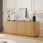 JVNOXK Wavy Wood Grain Sideboard, Vertical Stripes, TV Cabinet, Suitable for Bedroom/Entrance Hall. Natural Wood , 64W  15D  24H