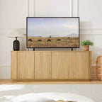 JVNOXK Buffet effet ondulé en grain de bois, rayures verticales, meuble TV, convient pour chambre/entrée. Bois naturel, 64L 15P 24H