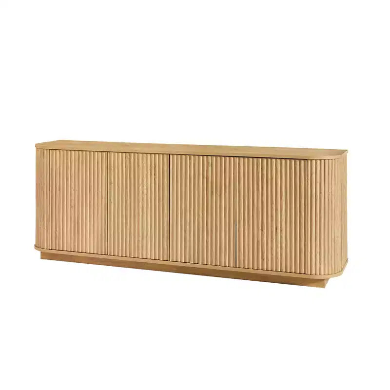 JVNOXK Buffet effet ondulé en grain de bois, rayures verticales, meuble TV, convient pour chambre/entrée. Bois naturel, 64L 15P 24H