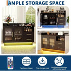 Mobile Bar con Ante in Vetro e Cassetti Contenitori - Versatile Mobile Bar per Cucina, Sala da Pranzo, Ufficio, Sala Giochi