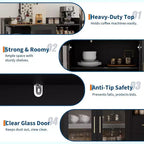 Mobile Bar con Ante in Vetro e Cassetti Contenitori - Versatile Mobile Bar per Cucina, Sala da Pranzo, Ufficio, Sala Giochi