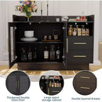 Mobile Bar con Ante in Vetro e Cassetti Contenitori - Versatile Mobile Bar per Cucina, Sala da Pranzo, Ufficio, Sala Giochi
