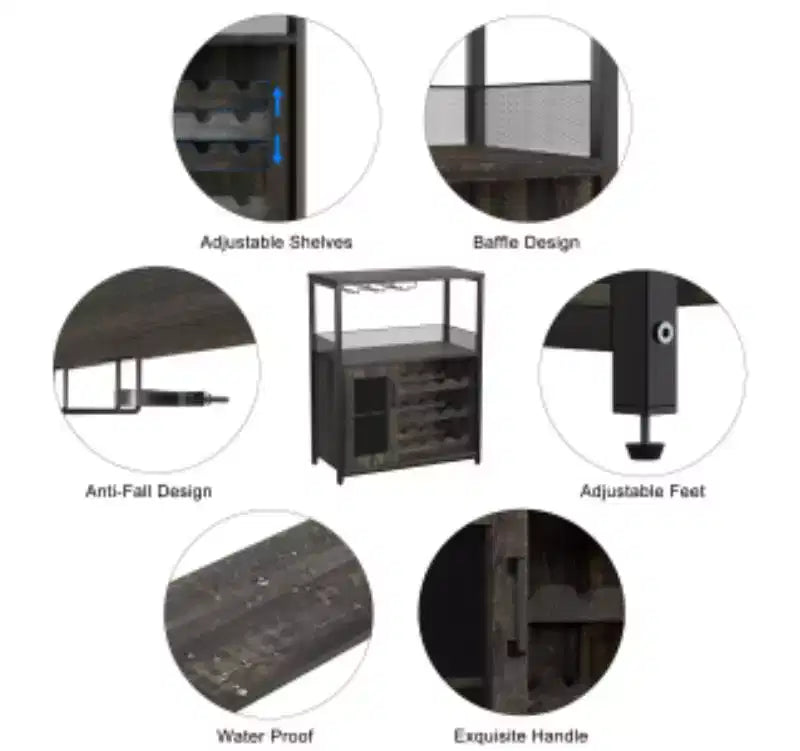 Meuble à vin en fer, PB et MDF,