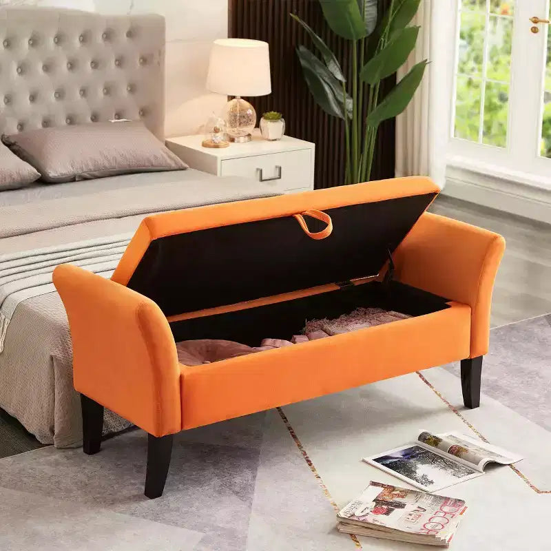 MAYEERTY Panca contenitore in velluto, panca imbottita trapuntata con gambe in legno massello, pouf multiuso per camera da letto, soggiorno, corridoio, grigio