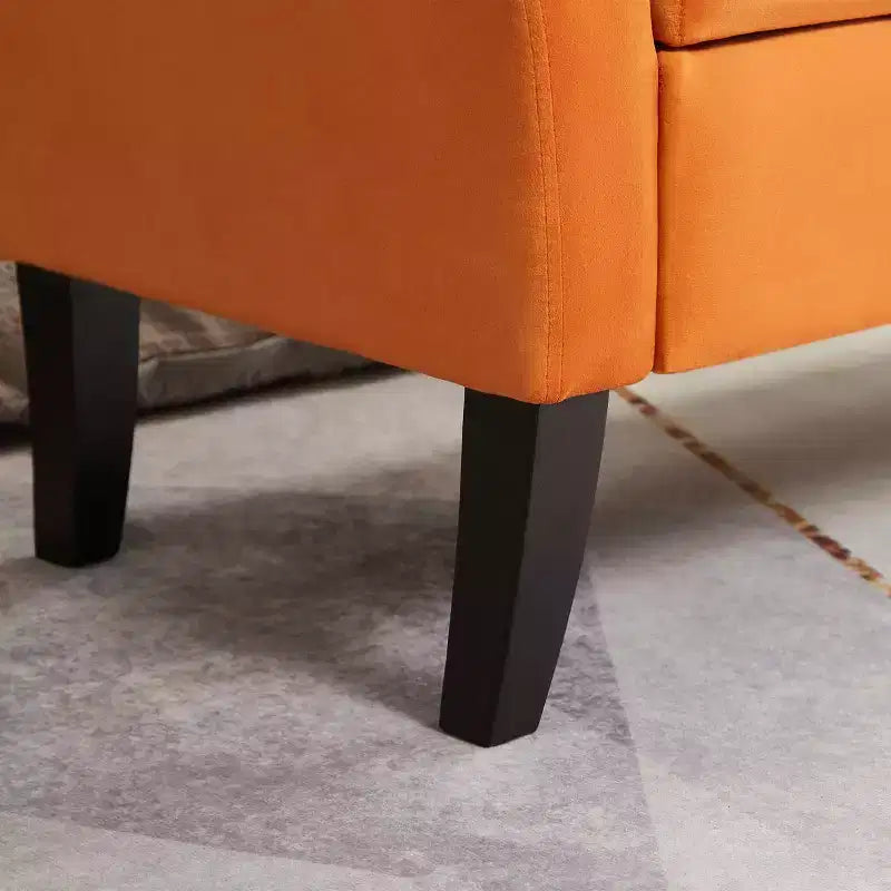 MAYEERTY Banc de rangement en velours, banc capitonné avec pieds en bois massif, ottoman multi-usage pour chambre à coucher, salon, couloir, gris