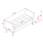 MAYEERTY Banc de rangement en velours, banc capitonné avec pieds en bois massif, ottoman multi-usage pour chambre à coucher, salon, couloir, gris