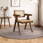 TUYOHW 1/2 Chaises de Salle à Manger avec Accoudoirs et Dossier Ouvert, Chaises de Cuisine en Rotin avec Cadre en Bois d'Hévéa, Chaises d'Appoint pour Salle à Manger, Salon