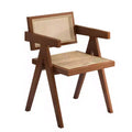 TUYOHW 1/2 Chaises de Salle à Manger avec Accoudoirs et Dossier Ouvert, Chaises de Cuisine en Rotin avec Cadre en Bois d'Hévéa, Chaises d'Appoint pour Salle à Manger, Salon