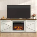 VASAGLE Fireplace TV Stand for TVs up to 80 Inches, 18-Inch ELectric Fireplace with Remote, Media Console Table, Rustic White and Honey Brown