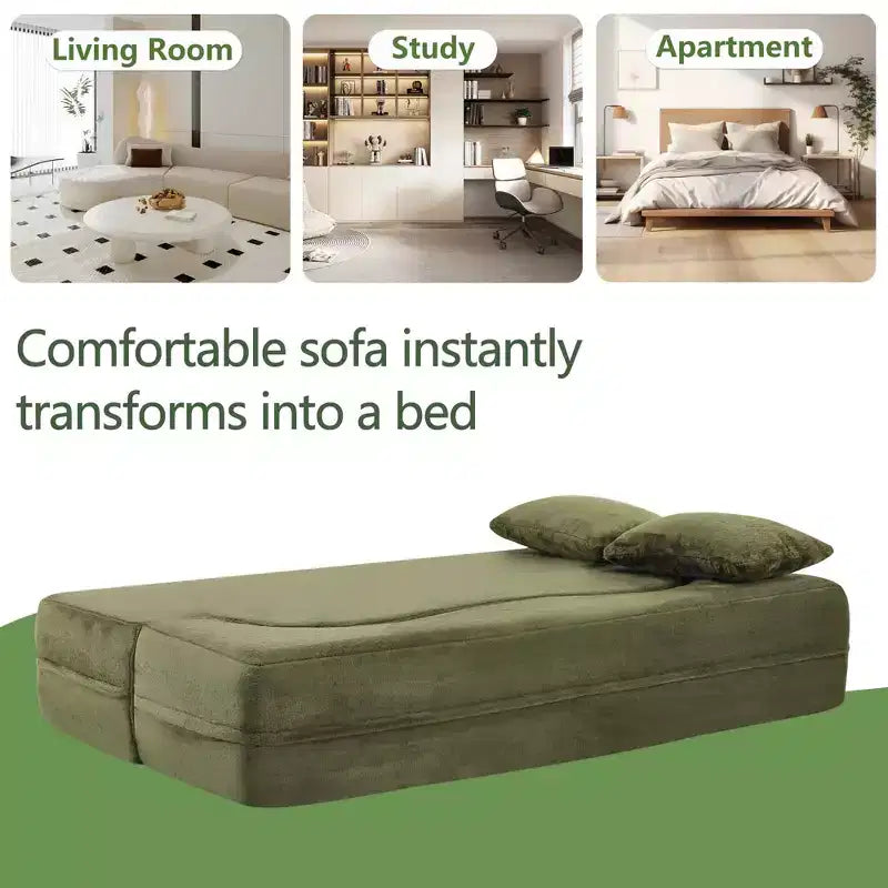 Canapé-lit pliable MAYEERTY taille Queen, Futon en peluche Canapé en mousse haute densité Canapé-lit convertible au sol pour Salon Chambre d'amis Chambre à coucher