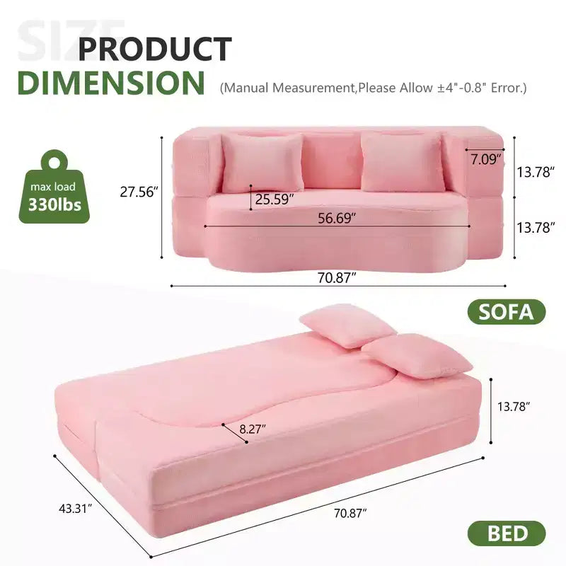 Canapé-lit pliable MAYEERTY taille Queen, Futon en peluche Canapé en mousse haute densité Canapé-lit convertible au sol pour Salon Chambre d'amis Chambre à coucher